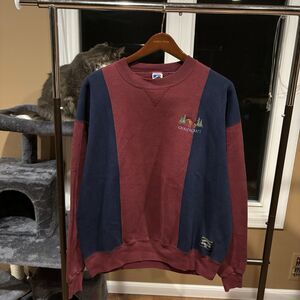 Vintage 90s Russell Athletic Crewneck Sweatshirt Color Block Large Made In USA